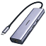 Хаб (разветвитель) Type-C - USB 3.0, HDMI 4K 30Hz, RJ45, SD, microSD, PD 100W Ugreen CM512 серый