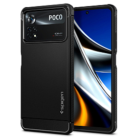Чехол для Xiaomi Poco X4 Pro гелевый Spigen SGP Rugged Armor черный