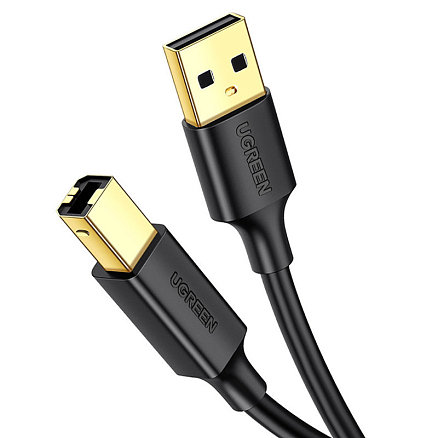 Кабель USB 2.0 - USB B для подключения принтера или сканера 1,5 м Ugreen US135 черный