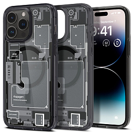 Чехол для iPhone 14 Pro гибридный Spigen Ultra Hybrid Zero One MagSafe серый