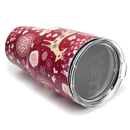 Термокружка Rambler Tumbler 900мл Pattern Reindeer красная
