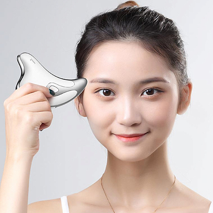 Массажер для лица Гуаша вибрационный с подогревом WellSkins WX-BJ808 белый + подарок