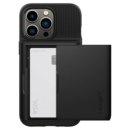 Чехол для iPhone 13 Pro гибридный со слотом для карты Spigen Slim Armor CS черный