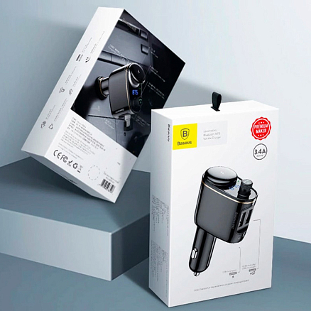 FM модулятор (трансмиттер) автомобильный с громкой связью и USB для зарядки Baseus CCALL-RH01 черный