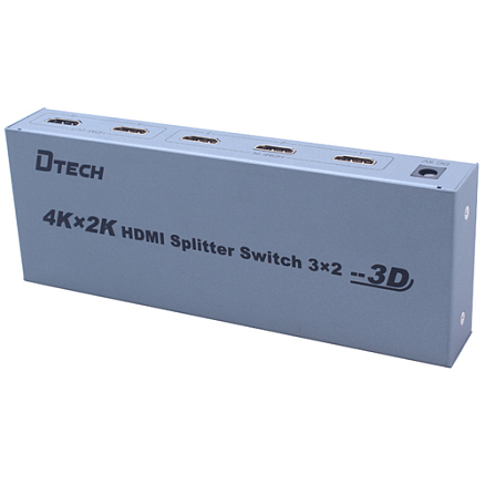 HDMI Switch-Splitter (разветвитель) 3x2 порта 4Kx2K (3 HDMI входа на 2 HDMI выхода) Dtech DT-7432 с пультом