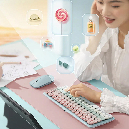 Клавиатура беспроводная Bluetooth Ugreen Fun KU101-15227 механическая с подсветкой розовая