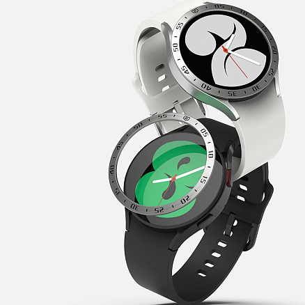Защитная рамка для Samsung Galaxy Watch 4 44 мм на экран металлическая Ringke серебристая