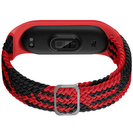 Сменный браслет для Xiaomi Mi Smart Band 3, 4, 5, 6 текстильный Hurtel Fabric черно-красный