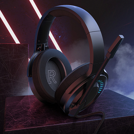 Наушники Baseus GAMO D05 полноразмерные с микрофоном и пультом управления игровые серебристые