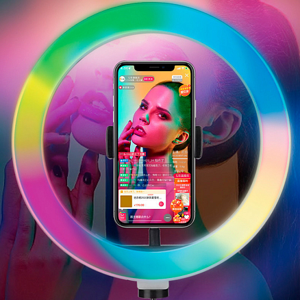 Кольцевая лампа диаметром 26 см с режимом RGB M-J26 черная