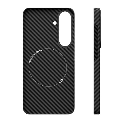 Чехол для Samsung Galaxy S25 кевларовый тонкий VLP Kevlar MagSafe черный