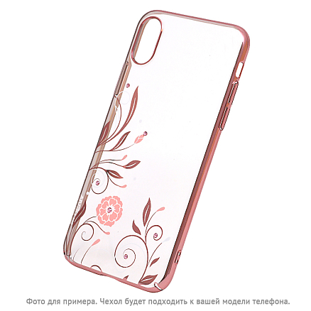 Чехол для iPhone X, XS пластиковый Devia Petunia прозрачный с розовым золотом