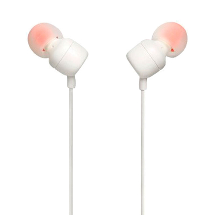Наушники JBL Tune 110 вакуумные с микрофоном и плоским проводом белые