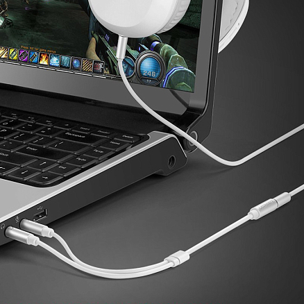 Кабель 3,5 мм - 2 х 3,5 мм наушники и микрофон (мама - папа, папа) длина 22 см Ugreen AV140 белый