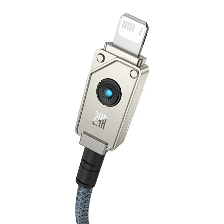Кабель USB - Lightning для зарядки iPhone 2 м 2.4А плетеный Baseus Unbreakable серый с белым
