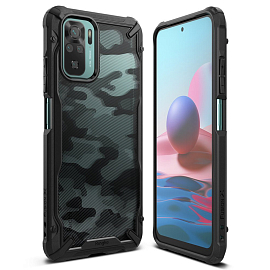 Чехол для Xiaomi Redmi Note 10, 10S гибридный Ringke Fusion X Design Camo черный