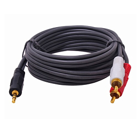 Кабель 3,5 мм - 2RCA (стандартный аудио - тюльпаны) 3 метра Dtech DT-6212