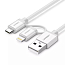 Кабель USB - MicroUSB, Lightning 1 м 2.4А MFi Ugreen US165 серебристый