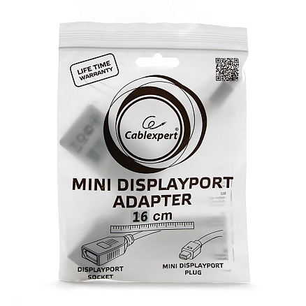 Переходник Mini DisplayPort - DisplayPort (папа - мама) 15 см Cablexpert белый