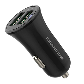 Зарядное устройство автомобильное с двумя USB входами 3.4A и MicroUSB кабелем Atomic C240M черное