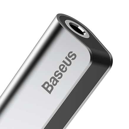 Переходник Type-C - 3,5 мм, Type-C (папа - мама, мама) 12 см Baseus L45 серебристый