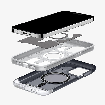 Чехол для iPhone 15 Pro Max гибридный для экстремальной защиты Classic C1 MagFit серый