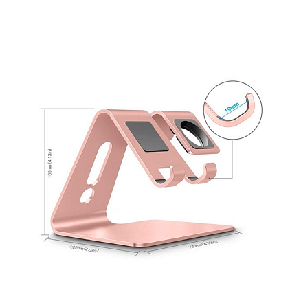 Подставка для телефона и Apple Watch Evolution PS105 металлическая розовое золото