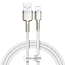 Кабель USB - Lightning для зарядки iPhone 1 м 2.4А плетеный Baseus Cafule Metal Data бело-серебристый