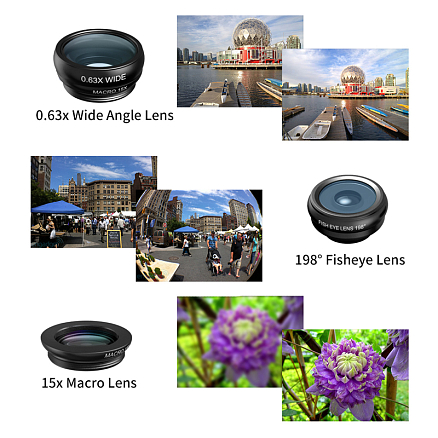 Объектив для телефона универсальный 4-в-1: Telephoto 22Х, Fisheye, Wide-Angle, Macro Apexel APL-22 + штатив для телефона