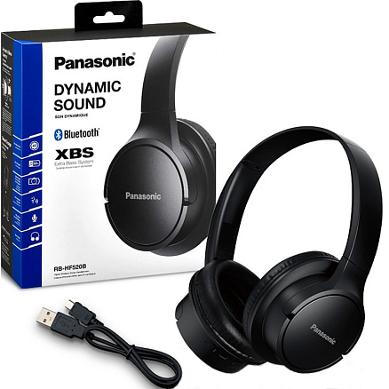 Наушники беспроводные Bluetooth Panasonic RB-HF520BGEK полноразмерные с микрофоном черные