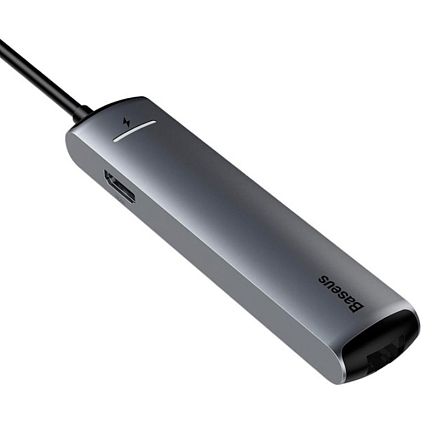 Хаб (разветвитель) Type-C - 3 x USB 3.0, RJ45, HDMI, Type-C Baseus Mechanical eye серый