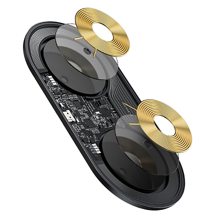 Беспроводная зарядка 2-в-1 для телефона и AirPods Baseus Simple Turbo (быстрая зарядка) черная