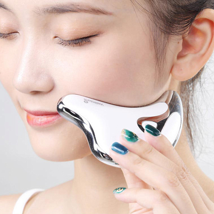 Массажер для лица Гуаша вибрационный с подогревом WellSkins WX-BJ808 белый + подарок