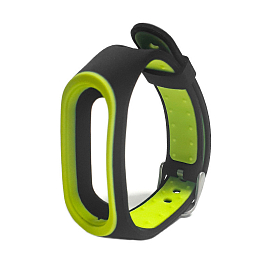 Сменный браслет для Xiaomi Mi Band 3 и Mi Band 4 силиконовый Nova Weaving черно-салатовый