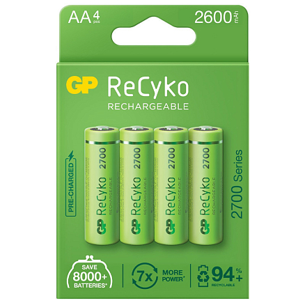 Аккумуляторы AA (пальчиковые большие) Ni-Mh 2600мАч GP Gift box комплект 4 шт.