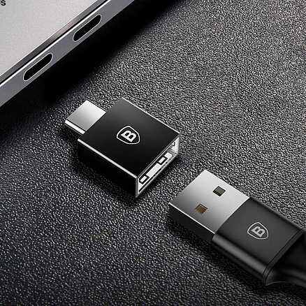 Переходник Type-C - USB (папа - мама) хост OTG Baseus Exquisite черный