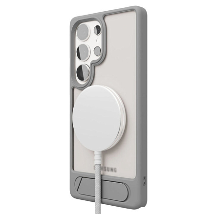 Чехол для Samsung Galaxy S25 гибридный с подставкой VLP Reels Magsafe прозрачно-серый