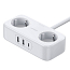 Сетевой фильтр на 2 розетки, 2 USB 3.4A, Type-C длина 1,8 м Ugreen CD280 белый