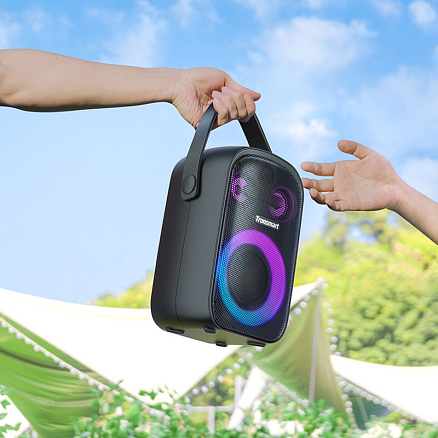 Портативная колонка Tronsmart Halo 100 для вечеринок с защитой от воды, подсветкой, USB, поддержкой MicroSD карт черная