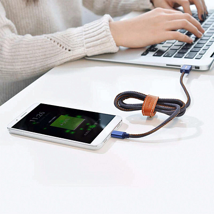 Кабель USB - Lightning для зарядки iPhone 1 м 2.4А MFi джинсовый Ugreen US247 синий