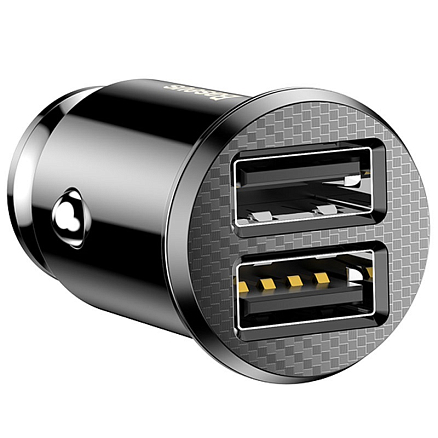 Зарядное устройство автомобильное с двумя USB входами 3.1А Baseus Grain черное