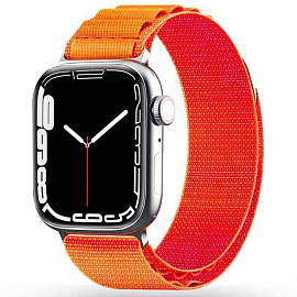 Ремешок-браслет для Apple Watch 4, 5, 6, 7, 8, SE, Ultra 42, 44, 45 и 49 мм текстильный Tech-Protect Nylon Pro оранжевый