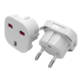 Переходник для европейской розетки с английской вилки белый