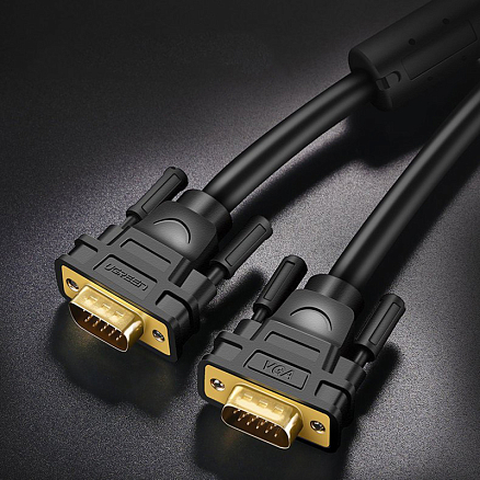 Кабель VGA - VGA (папа - папа) длина 3 м Ugreen VG101 с ферритами черный