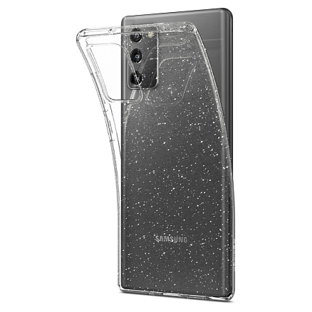 Чехол для Samsung Galaxy Note 20 гелевый с блестками Spigen Liquid Crystal Glitter прозрачный