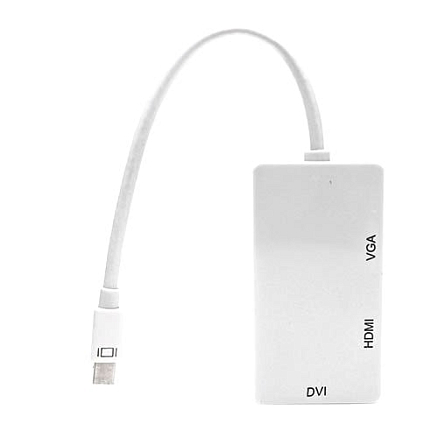 Переходник Mini DisplayPort - HDMI, VGA, DVI-I (папа - мама, мама, мама) белый