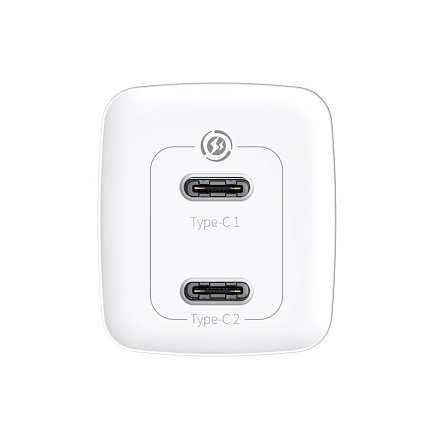 Зарядное устройство сетевое с двумя Type-C входами 3А 65W Baseus GaN2 Lite (быстрая зарядка QC, PD) белое