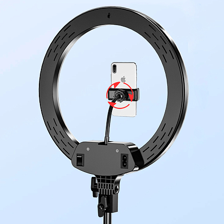 Кольцевая лампа диаметром 32 см с пультом ДУ AL-33 черная