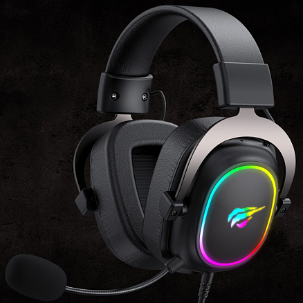 Наушники Havit H2002P полноразмерные с микрофоном и RGB подсветкой игровые черные