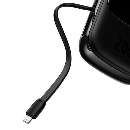 Внешний аккумулятор Baseus Qpow Pro Digital 20000мАч (USB, Lightning, Type-C, ток 2.4А, быстрая зарядка QC, 20Вт) черный
